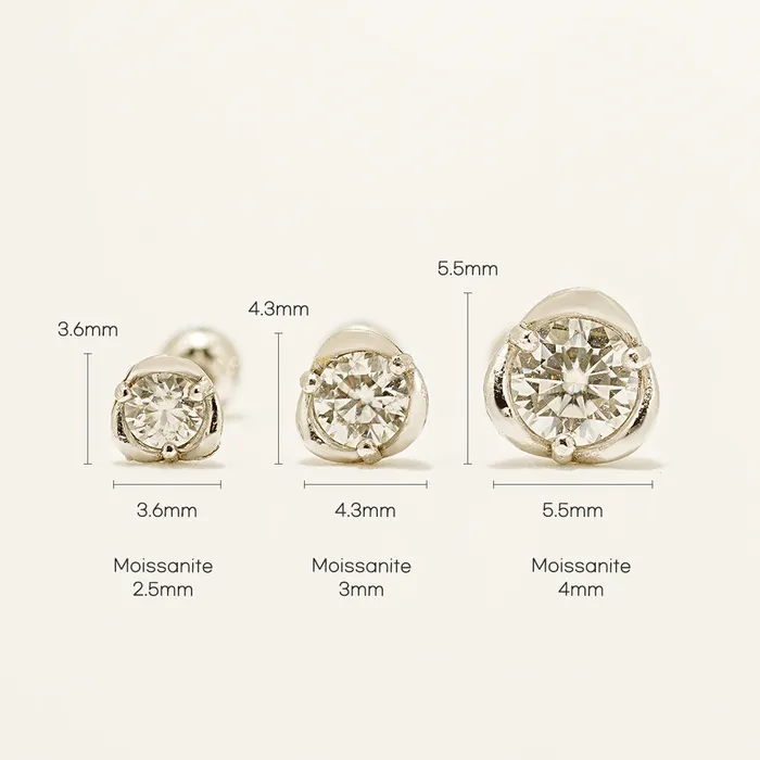 MinimalBijoux Earrings 14K Gold Moissanite Triangle Pascal Cartilage Earring 20G18G16G