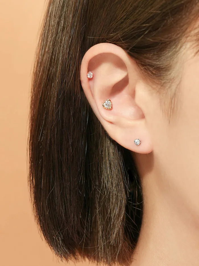 MinimalBijoux Earrings 14K Gold Moissanite Triangle Pascal Cartilage Earring 20G18G16G