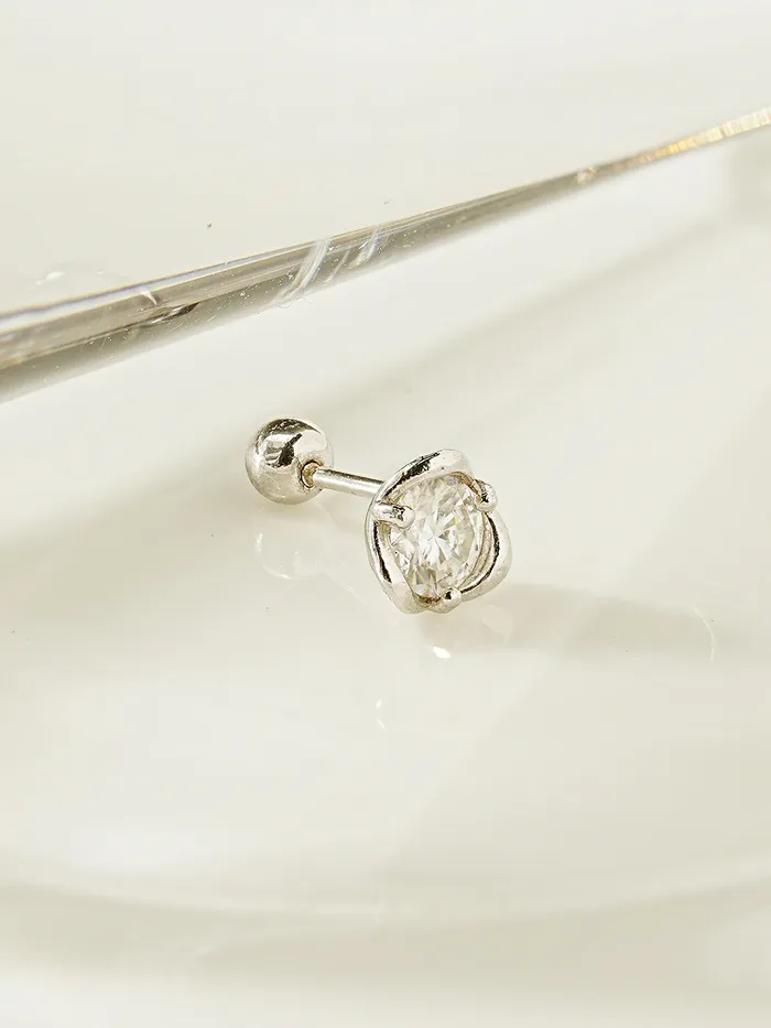 MinimalBijoux Earrings 14K Gold Moissanite Triangle Pascal Cartilage Earring 20G18G16G