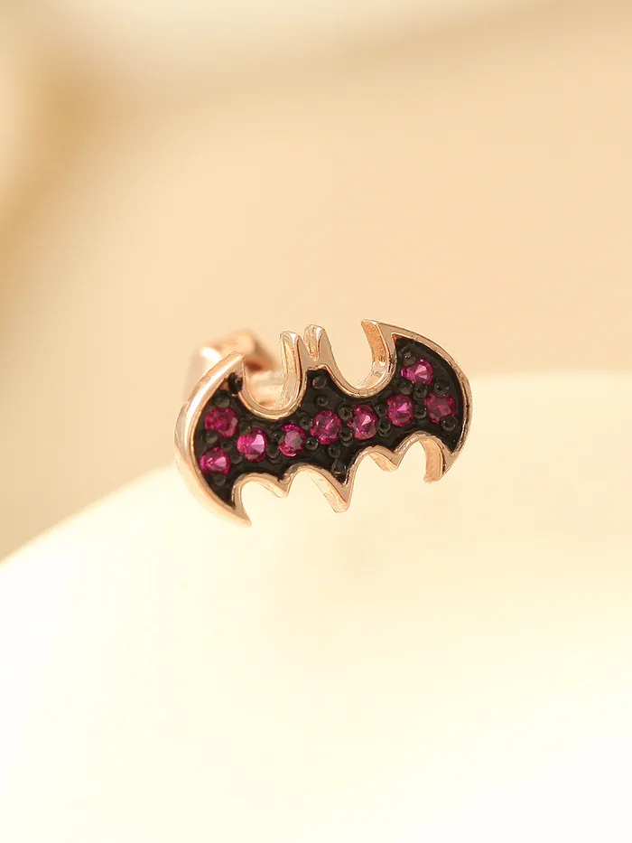 MinimalBijoux Earrings 14K Gold Ruby Bat Cartilage Earring 18G16G