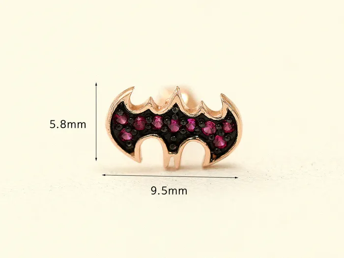 MinimalBijoux Earrings 14K Gold Ruby Bat Cartilage Earring 18G16G