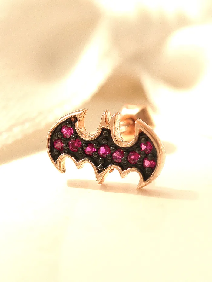 MinimalBijoux Earrings 14K Gold Ruby Bat Cartilage Earring 18G16G