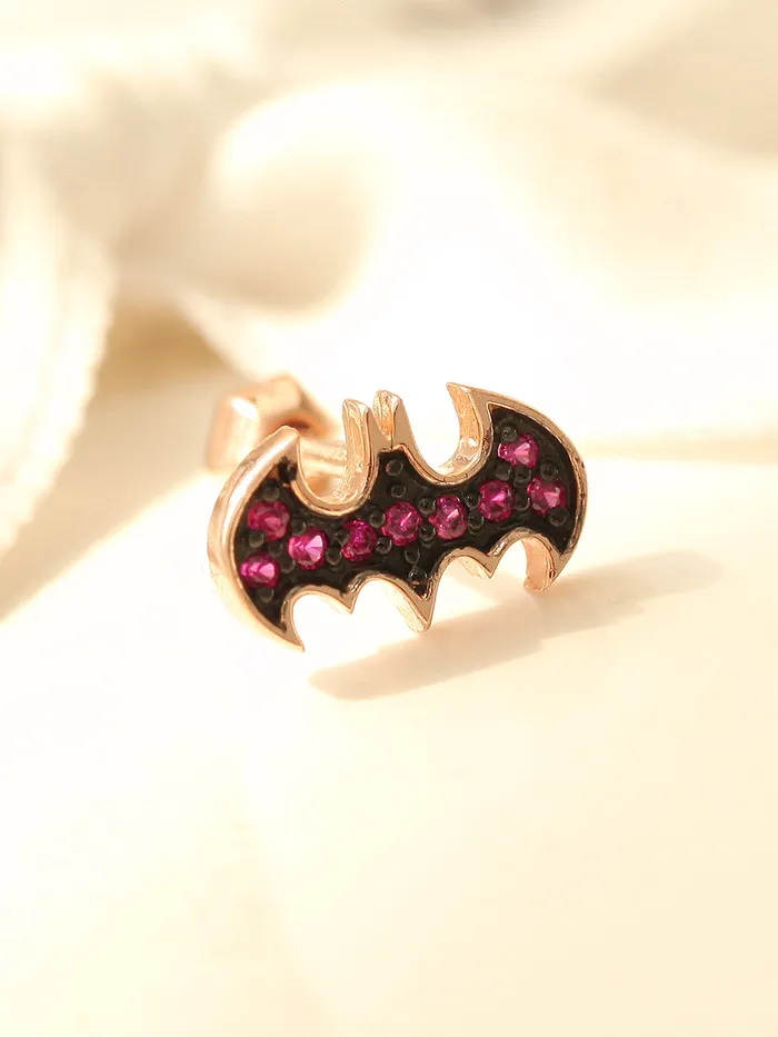 MinimalBijoux Earrings 14K Gold Ruby Bat Cartilage Earring 18G16G