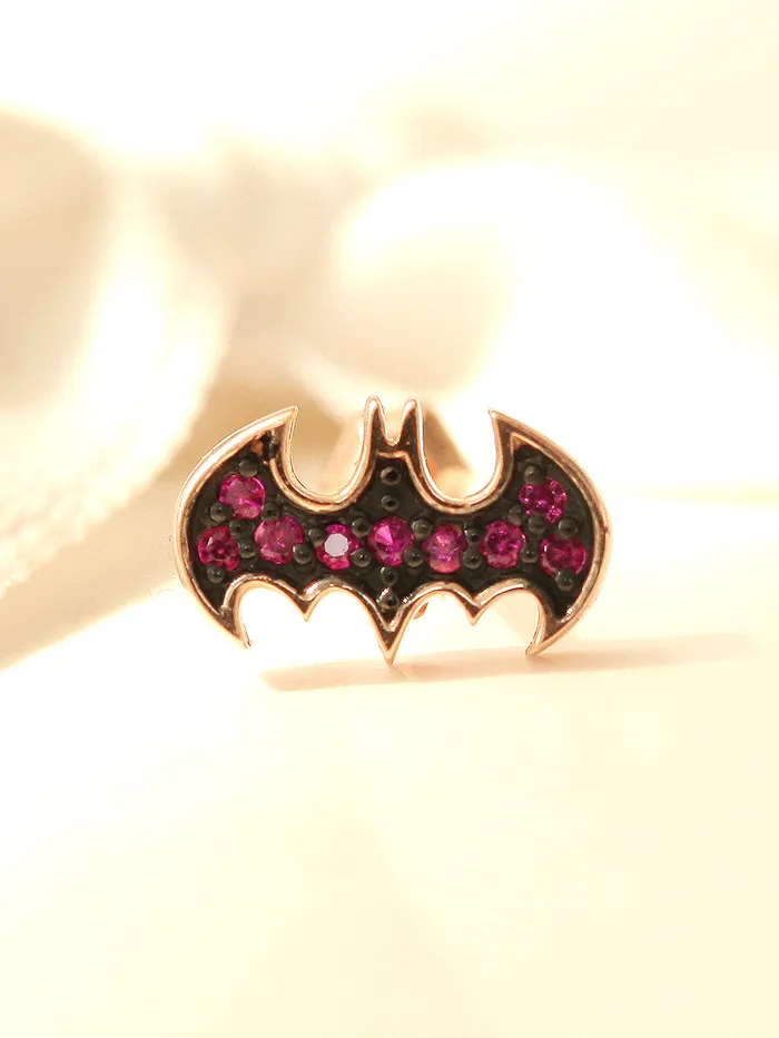 MinimalBijoux Earrings 14K Gold Ruby Bat Cartilage Earring 18G16G
