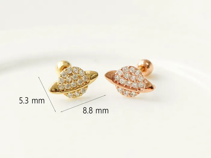 MinimalBijoux Earrings 14K Gold Spaceship Cartilage Earring 20G