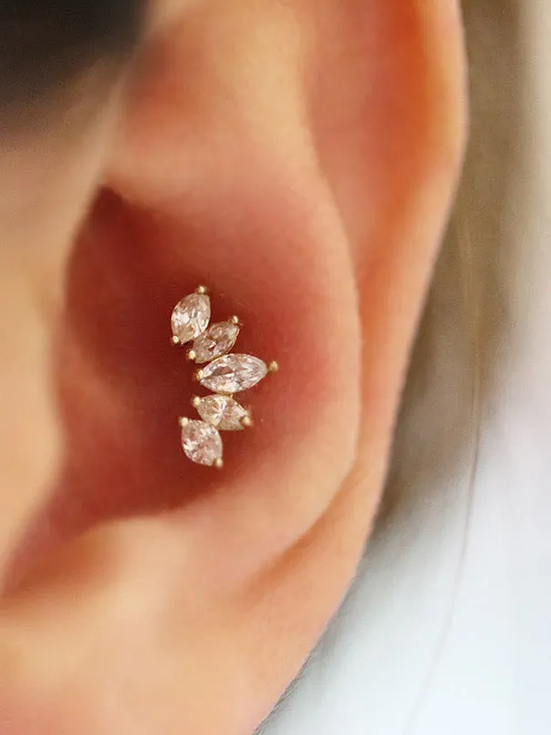 MinimalBijoux Earrings 14K Gold Tiara CZ Cartilage Earring 18G16G