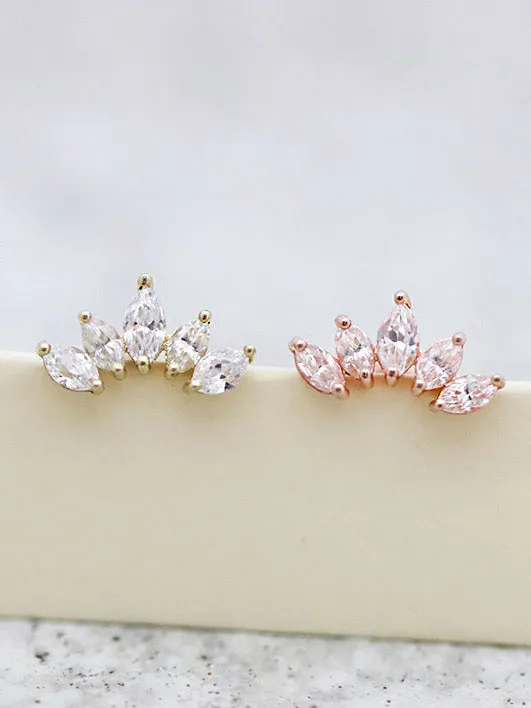 MinimalBijoux Earrings 14K Gold Tiara CZ Cartilage Earring 18G16G