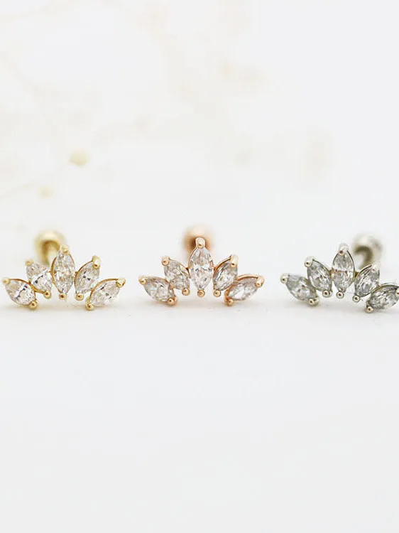 MinimalBijoux Earrings 14K Gold Tiara CZ Cartilage Earring 18G16G