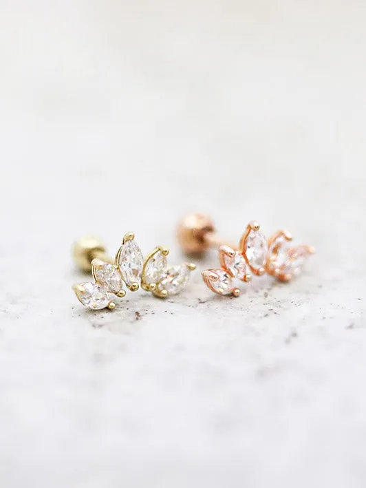 MinimalBijoux Earrings 14K Gold Tiara CZ Cartilage Earring 18G16G