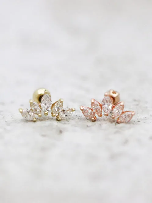 MinimalBijoux Earrings 14K Gold Tiara CZ Cartilage Earring 18G16G