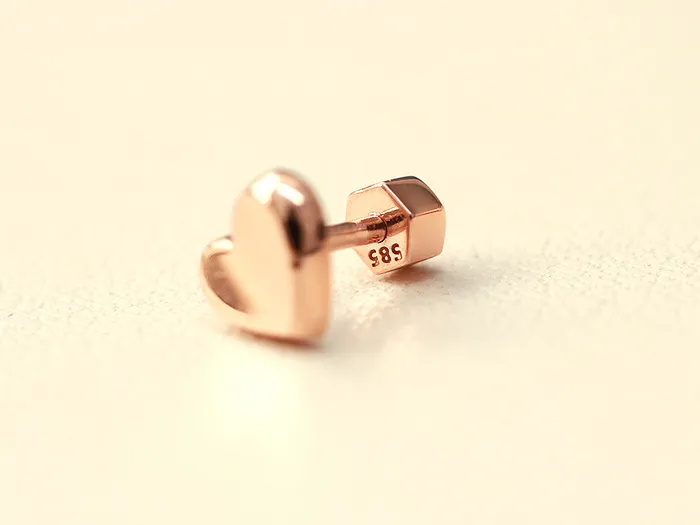 MinimalBijoux Earrings 14K Gold Volume Heart Cartilage Earring 18G