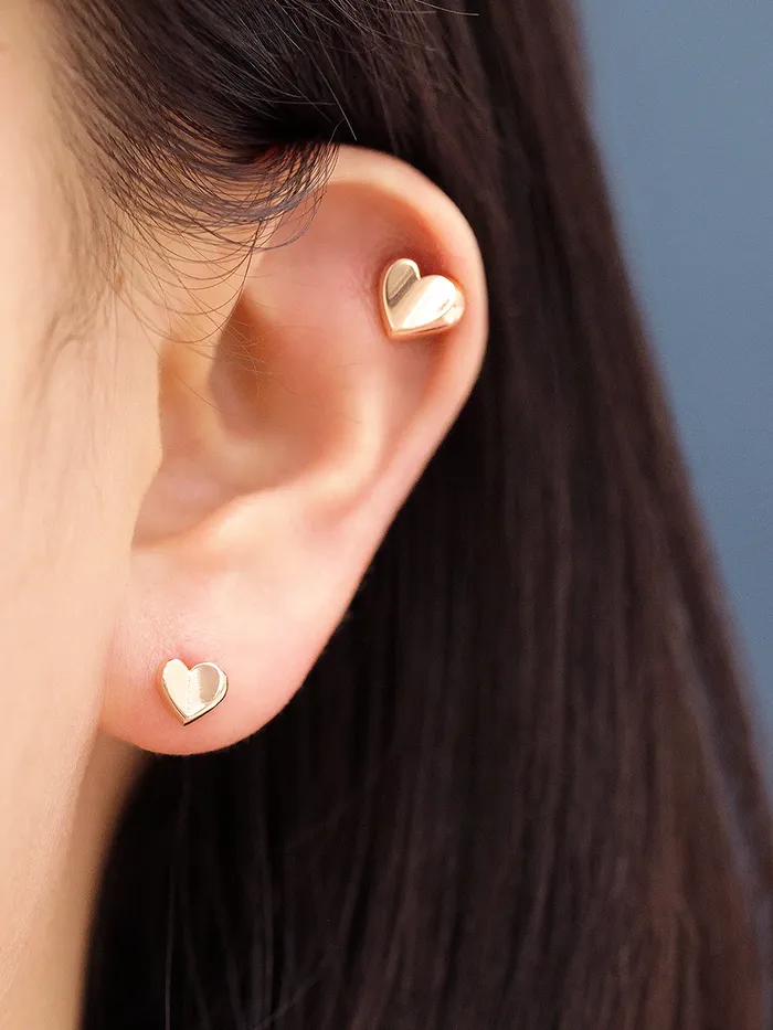MinimalBijoux Earrings 14K Gold Volume Heart Cartilage Earring 18G