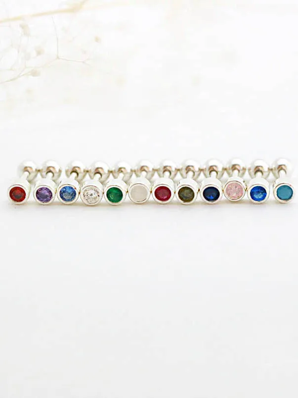 MinimalBijoux Earrings 925 Silver Birthstone cartilage earring 16g