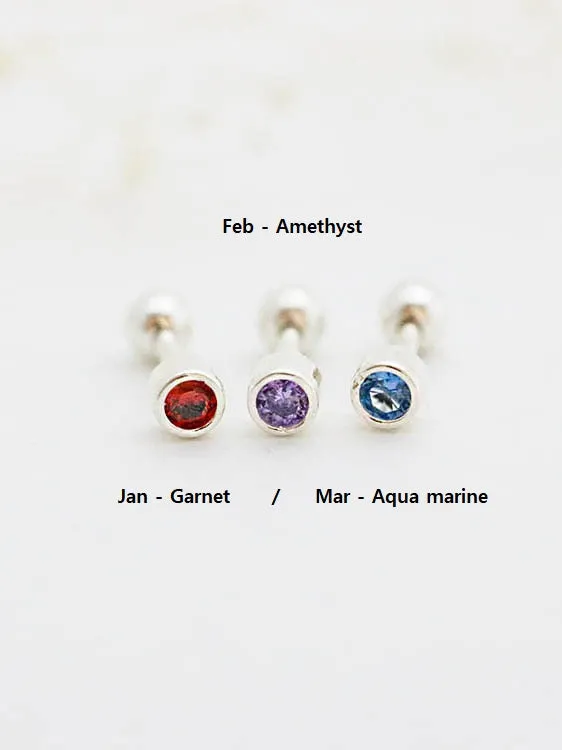 MinimalBijoux Earrings 925 Silver Birthstone cartilage earring 16g