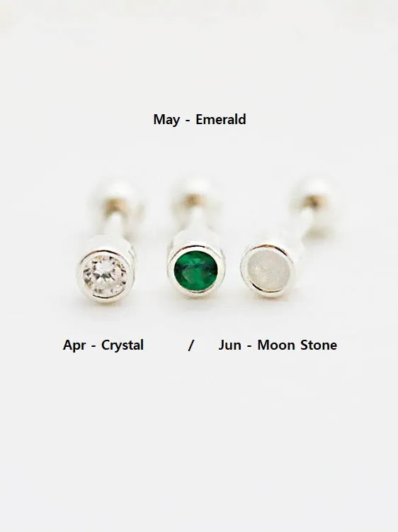 MinimalBijoux Earrings 925 Silver Birthstone cartilage earring 16g