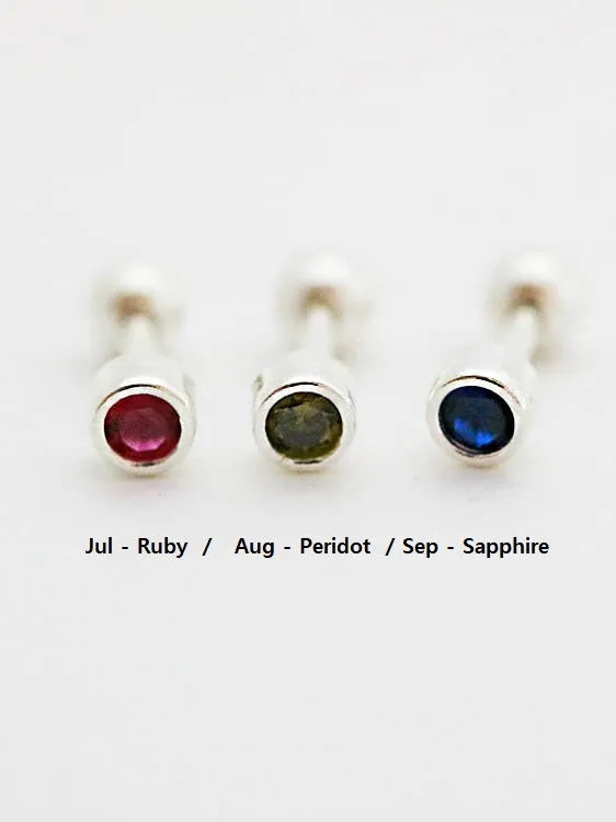 MinimalBijoux Earrings 925 Silver Birthstone cartilage earring 16g