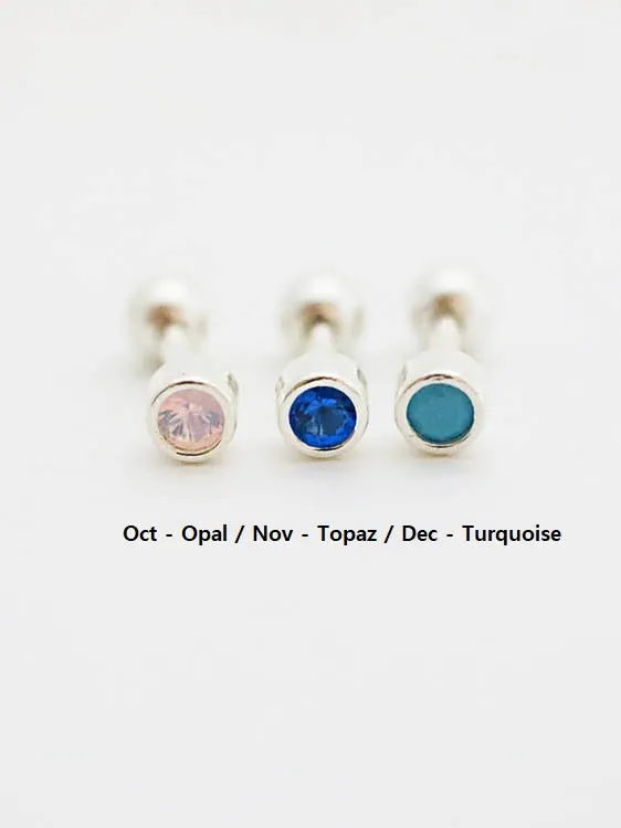 MinimalBijoux Earrings 925 Silver Birthstone cartilage earring 16g