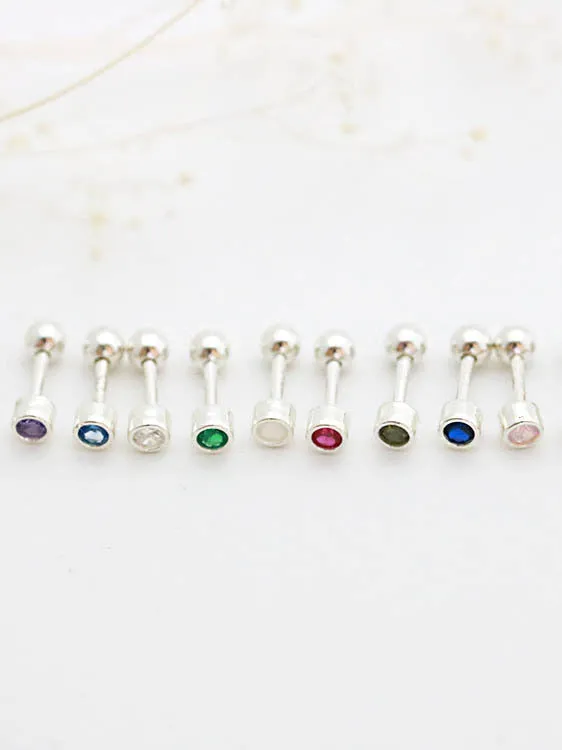 MinimalBijoux Earrings 925 Silver Birthstone cartilage earring 16g