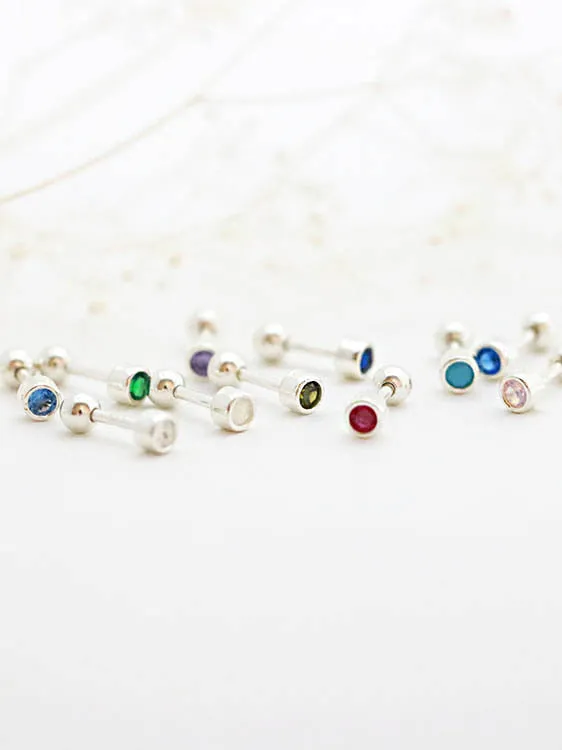 MinimalBijoux Earrings 925 Silver Birthstone cartilage earring 16g