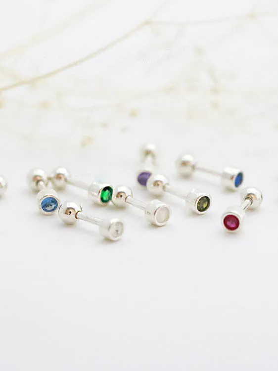 MinimalBijoux Earrings 925 Silver Birthstone cartilage earring 16g