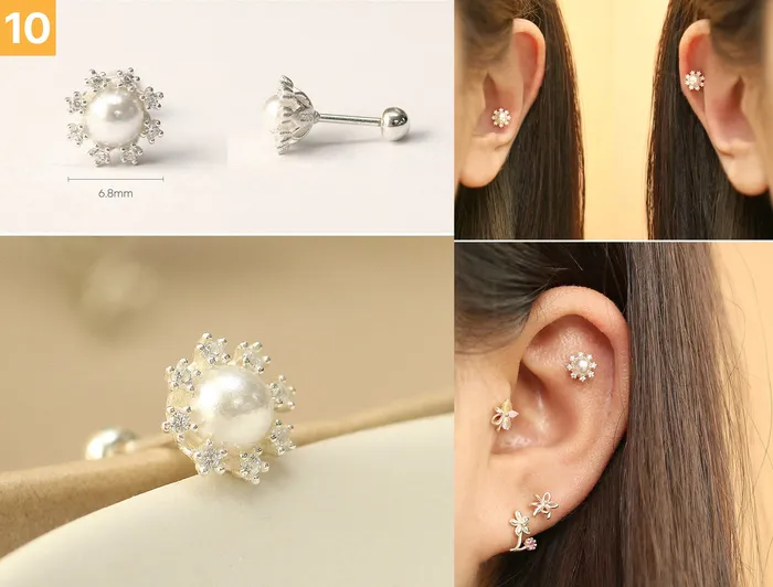 MinimalBijoux Earrings 925 Silver Flower cartilage earring 20g