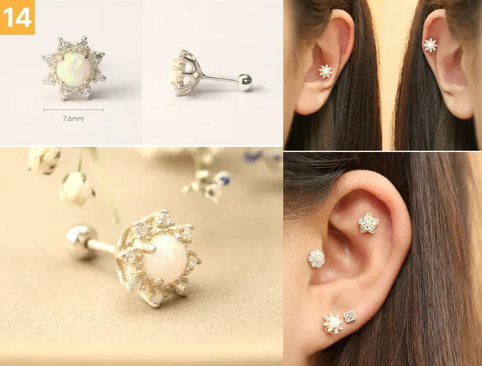 MinimalBijoux Earrings 925 Silver Flower cartilage earring 20g