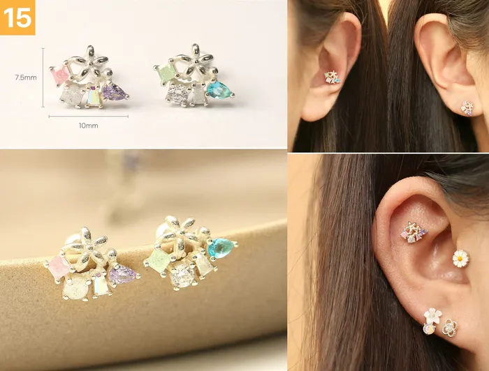 MinimalBijoux Earrings 925 Silver Flower cartilage earring 20g