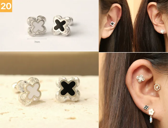 MinimalBijoux Earrings 925 Silver Flower cartilage earring 20g