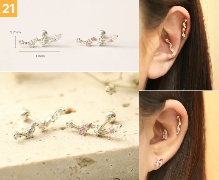 MinimalBijoux Earrings 925 Silver Flower cartilage earring 20g