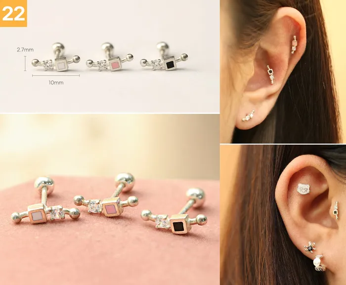 MinimalBijoux Earrings 925 Silver Flower cartilage earring 20g