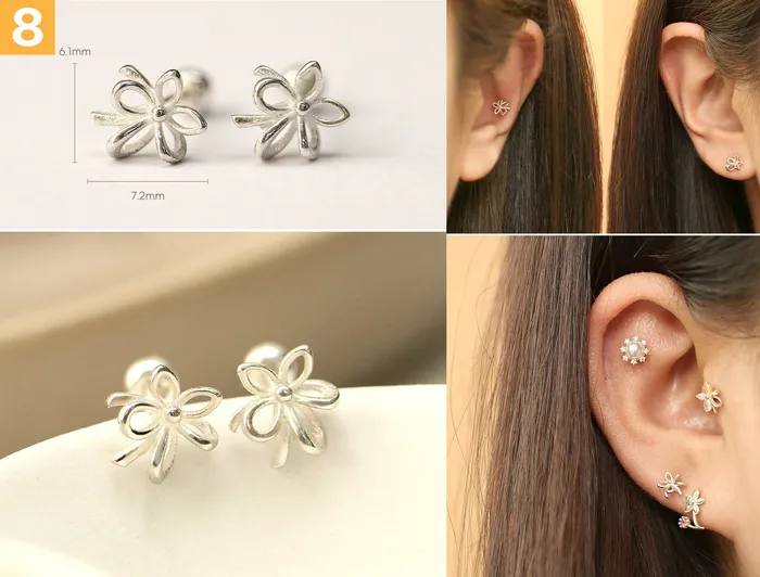 MinimalBijoux Earrings 925 Silver Flower cartilage earring 20g