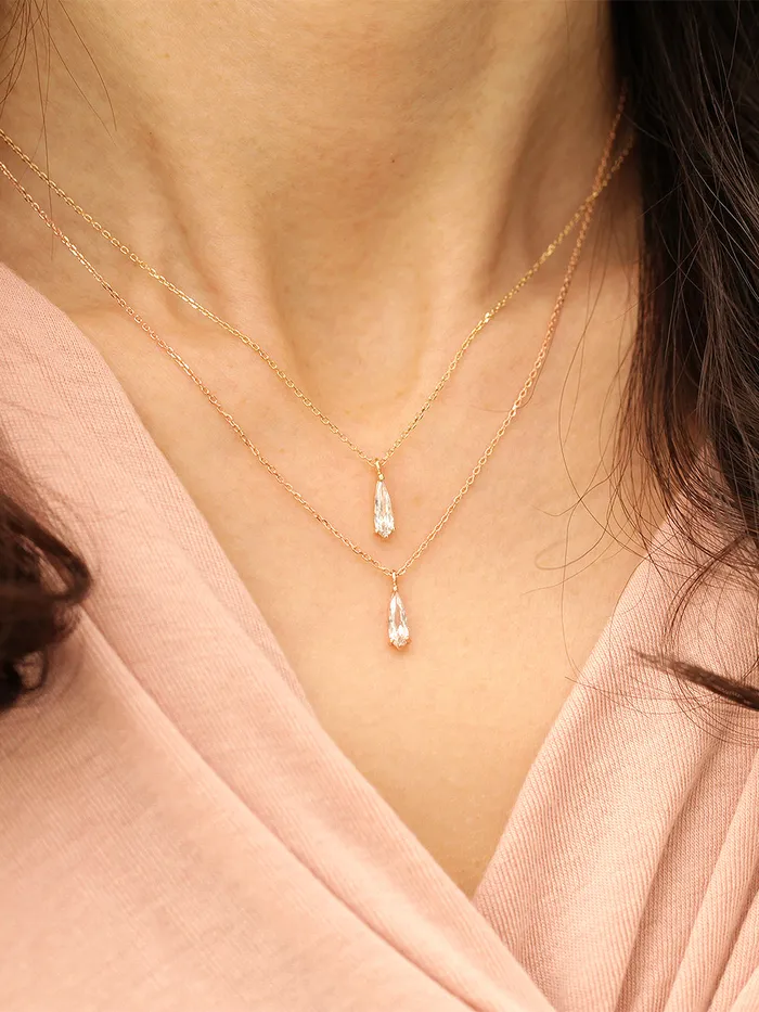MinimalBijoux Necklaces 14K 18K Gold Tear Drop Cubic Necklace