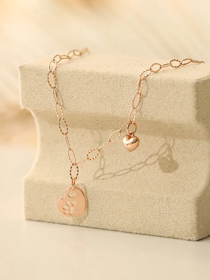 MinimalBijoux PreStyled Sets 14K 18K Gold Footprint Heart Chain Anklet
