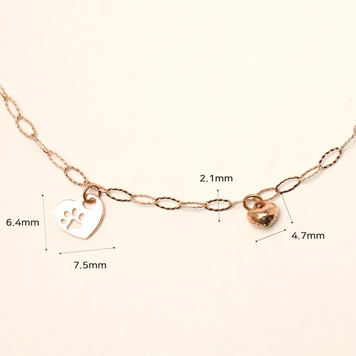 MinimalBijoux PreStyled Sets 14K 18K Gold Footprint Heart Chain Anklet