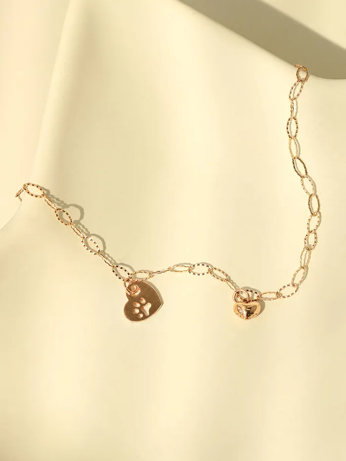 MinimalBijoux PreStyled Sets 14K 18K Gold Footprint Heart Chain Anklet