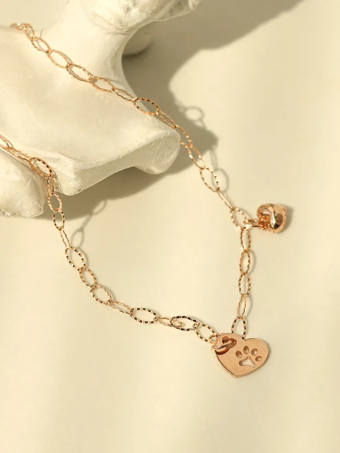 MinimalBijoux PreStyled Sets 14K 18K Gold Footprint Heart Chain Anklet