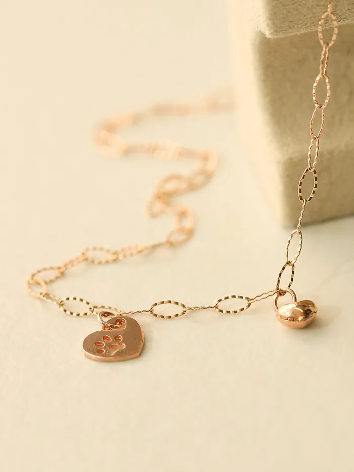 MinimalBijoux PreStyled Sets 14K 18K Gold Footprint Heart Chain Anklet