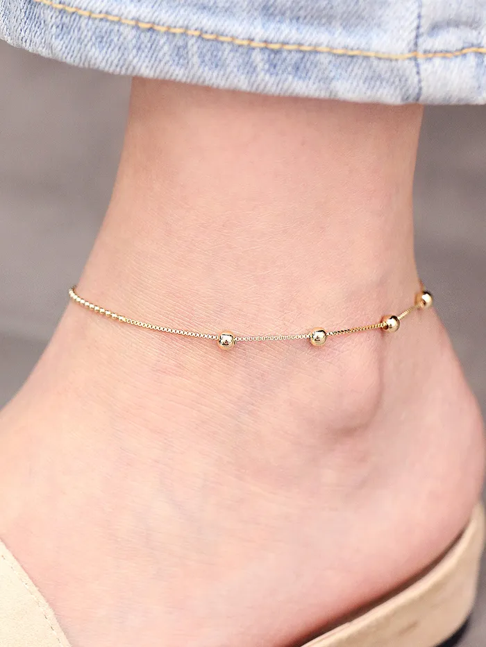 MinimalBijoux PreStyled Sets 14K 18K Gold Half Box chain Ball Anklet