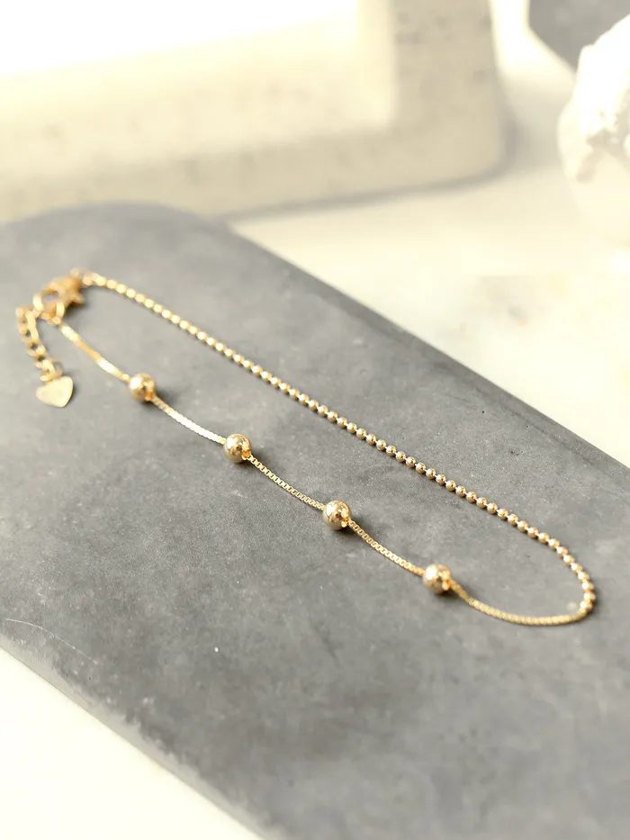 MinimalBijoux PreStyled Sets 14K 18K Gold Half Box chain Ball Anklet