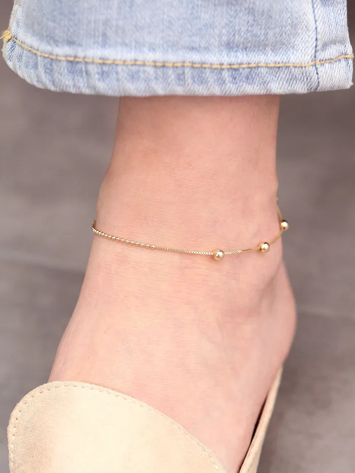 MinimalBijoux PreStyled Sets 14K 18K Gold Half Box chain Ball Anklet