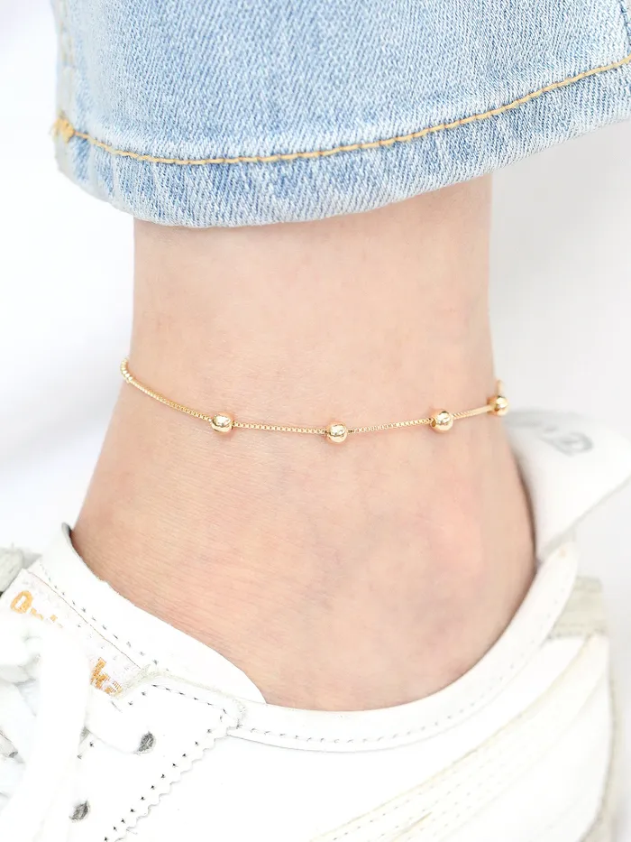 MinimalBijoux PreStyled Sets 14K 18K Gold Half Box chain Ball Anklet