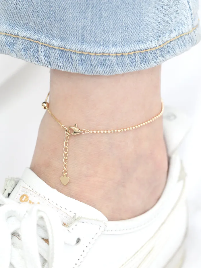 MinimalBijoux PreStyled Sets 14K 18K Gold Half Box chain Ball Anklet