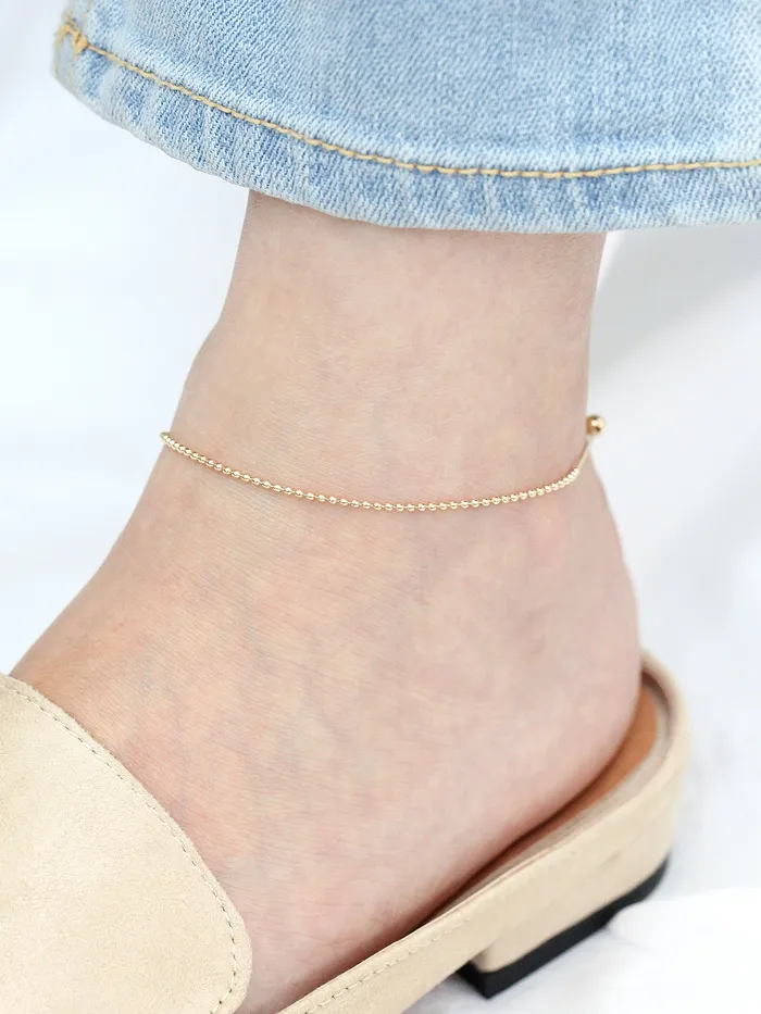 MinimalBijoux PreStyled Sets 14K 18K Gold Half Box chain Ball Anklet