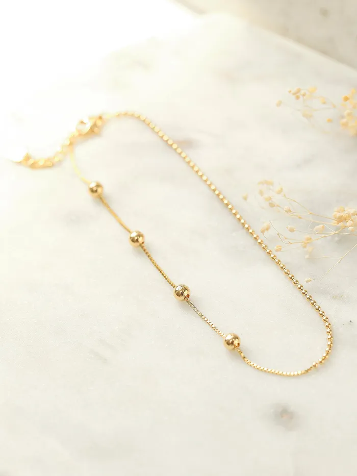 MinimalBijoux PreStyled Sets 14K 18K Gold Half Box chain Ball Anklet