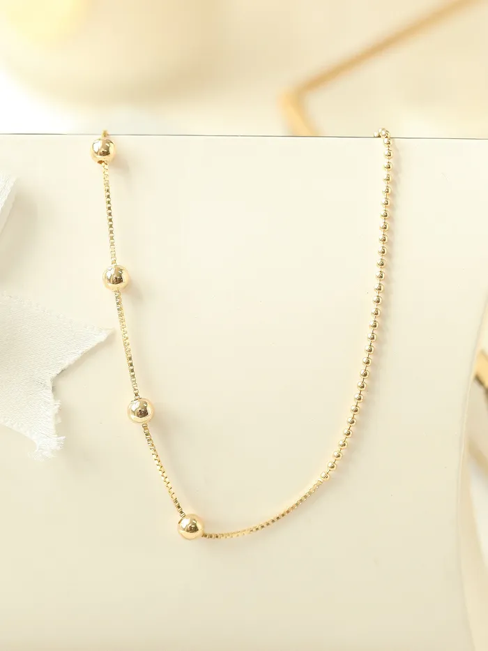 MinimalBijoux PreStyled Sets 14K 18K Gold Half Box chain Ball Anklet