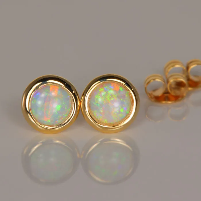Moriartys Gem Art Earrings 14k Yellow Gold Australian Opal Earrings 62 Carats