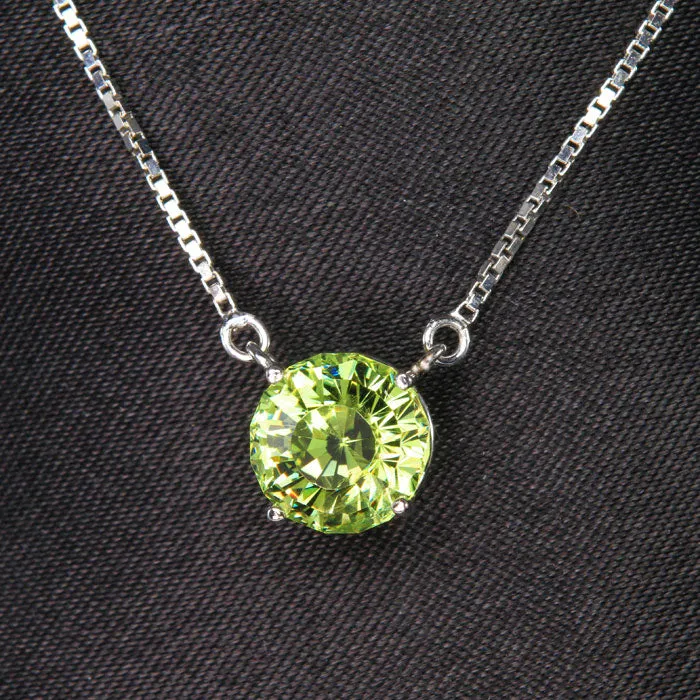 Moriartys Gem Art Necklaces 14K White Gold Round Grossular Garnet Pendant 261 Carats Moriartys Gem Art Necklaces 14K White Gold Round Grossular Garnet Pendant 261 Carats