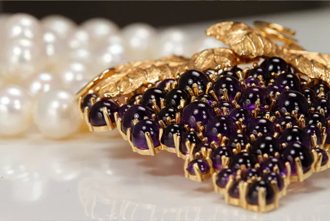 Moriartys Gem Art PreStyled Sets 14K Yellow Gold Amethyst Grape Vine Pendant Moriartys Gem Art PreStyled Sets 14K Yellow Gold Amethyst Grape Vine Pendant