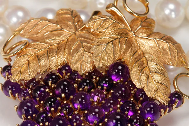 Moriartys Gem Art PreStyled Sets 14K Yellow Gold Amethyst Grape Vine Pendant Moriartys Gem Art PreStyled Sets 14K Yellow Gold Amethyst Grape Vine Pendant