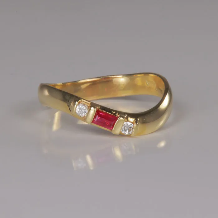 Moriartys Gem Art Rings 14K Yellow Gold Ruby and Diamond Ring